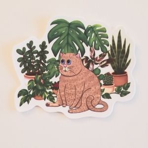 10/$10 Fat Cat & Plants Sticker